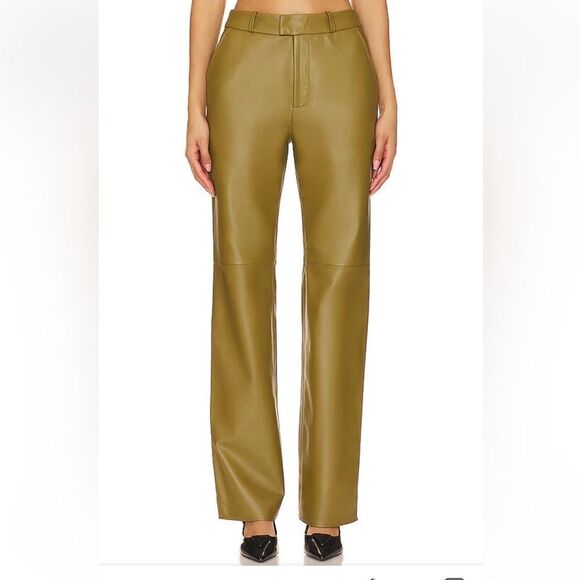 Camila Coelho Rhodes pants lamb leather trousersStraights leg Revolve S $428